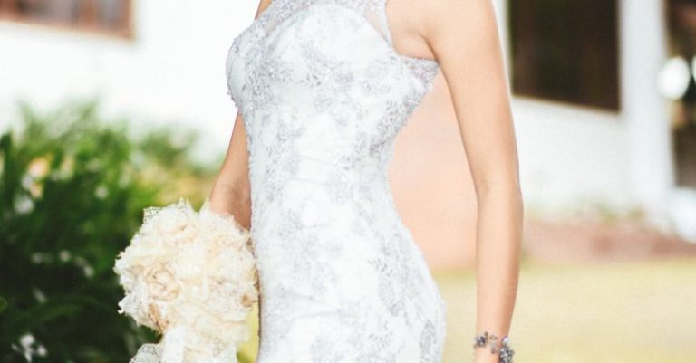 Costa Rica - Woman in White Floral Wedding Dress Standing Near Green Trees