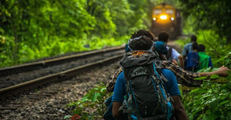 Adventure - Group of People Walking Beside Train Rail