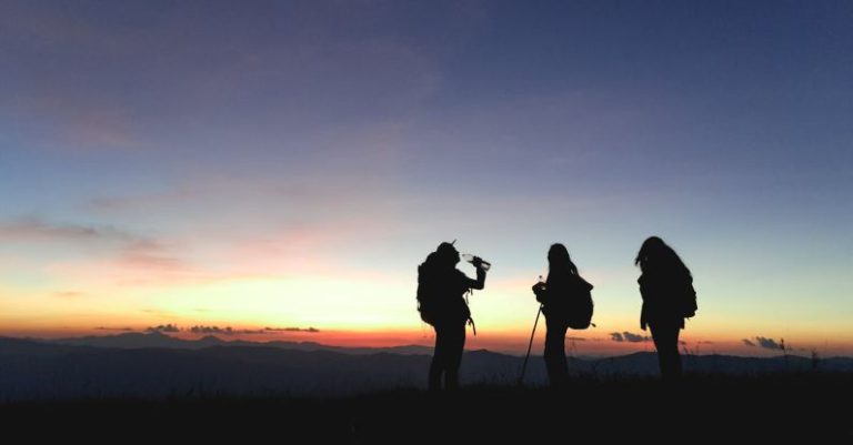 Hiking - Silhouette of Three People